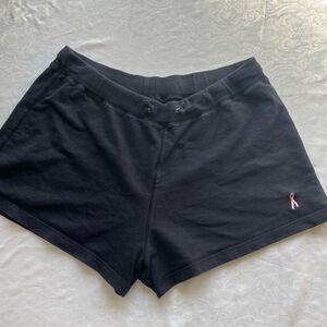 Navy blue Athletic Shorts w/ Elastic Waistband breast cancer ribbon on leg XL